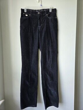 Y2K Lois Stretch Womens Cord Pants Size 29 Black Comfort Waist Straight Leg Soft